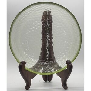 Artistic Akcam Turkish Green Clear Recycled Glass Bubble Textured Bowl 8" Deco